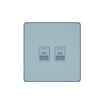 Розетка компьютерная двойная System Electric Infinity RJ45 6A кат., стальное небо FSE001188