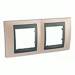 Рамка двойная, для горизонтального монтажа Unica TOP оникс-графит MGU66.004.296