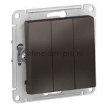 Выключатель трехклавишный Schneider Atlasdesign 10А, мокко ATN000631