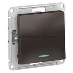 Выключатель одноклавишный проходной с подсветкой Schneider Atlasdesign 10А, мокко ATN000663