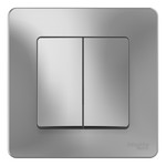 Выключатель двухклавишный проходной с рамкой Schneider Electric Blanca 10А/250B, алюминий BLNVS106603