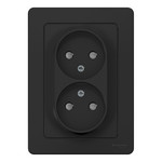 Розетка двойная без заземления со шторками в сборе Schneider Electric Blanca 16А/250B, антрацит, Schneider Electric