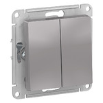 Выключатель двухклавишный Schneider Atlasdesign 10А IP44, алюминий ATN440351