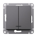 Выключатель двухклавишный с подсветкой Schneider Atlasdesign 10А, базальт, Schneider Electric