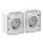 Розетка 2-ая с заземлением со шторками накладная, 16А/250B IP54 Schneider AtlasDesign Profi54 белый ATN540126
