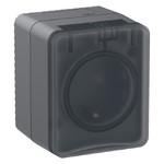 Розетка с заземлением со шторками накладная, 16А/250B IP54 Schneider AtlasDesign Profi54 антрацит, Schneider Electric