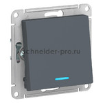 Выключатель одноклавишный проходной с подсветкой System Electric ArtGallery 10А, грифель, Schneider Electric
