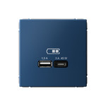 Розетка USB для зарядки двойная ArtGallery A + тип-C 45W высокоскор.заряд. QC, PD, аквамарин GAL001129