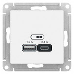 Розетка USB двойная для зарядки A+С, 5В/2,4А, 2х5В/1,2 А, System Electric ArtGallery, лотос, Schneider Electric