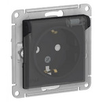 Розетка с заземлением со шторками и крышкой Schneider Electric Atlasdesign 16А IP44, карбон ATN441046