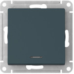 Выключатель одноклавишный проходной с подсветкой Schneider Atlasdesign 10А, быстрозажим. клем., изумруд ATN000863S
