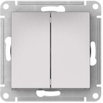 Выключатель двухклавишный Schneider Atlasdesign 10А IP44, быстрозажим. клем., алюминий ATN440351S
