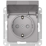 Розетка с заземлением со шторками и крышкой Schneider Electric Atlasdesign 16А IP20, быстрозажим. клем., алюминий ATN000346S